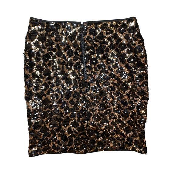 Cache’ Sequin Mini Skirt‎ Women Small Black & Gold Leopard, Animal Print Party - Picture 5 of 9